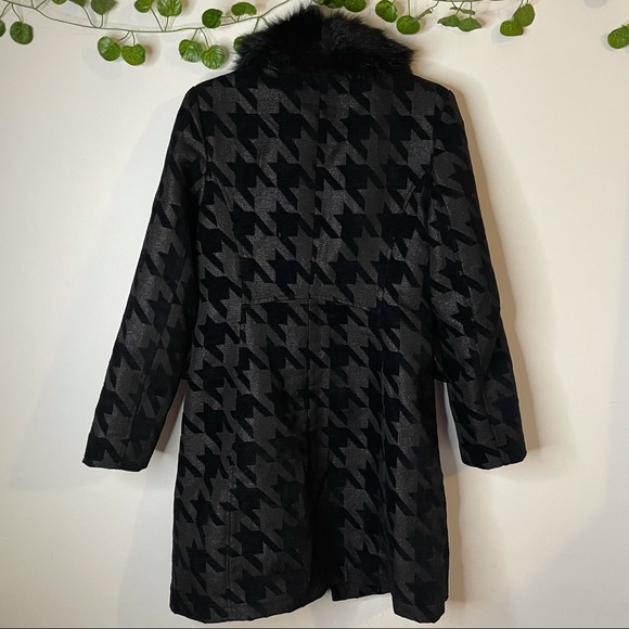 Giacci Women's Houndstooth Print Coat with detachable fur collar - Picture 3 of 11